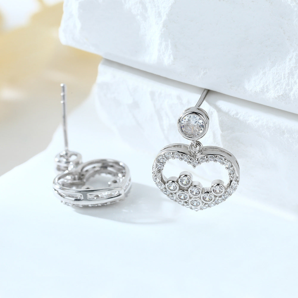 ‌Chic S925 Silver Heart Stud Earrings – Minimalist Earrings for Women, Hypoallergenic Gift
