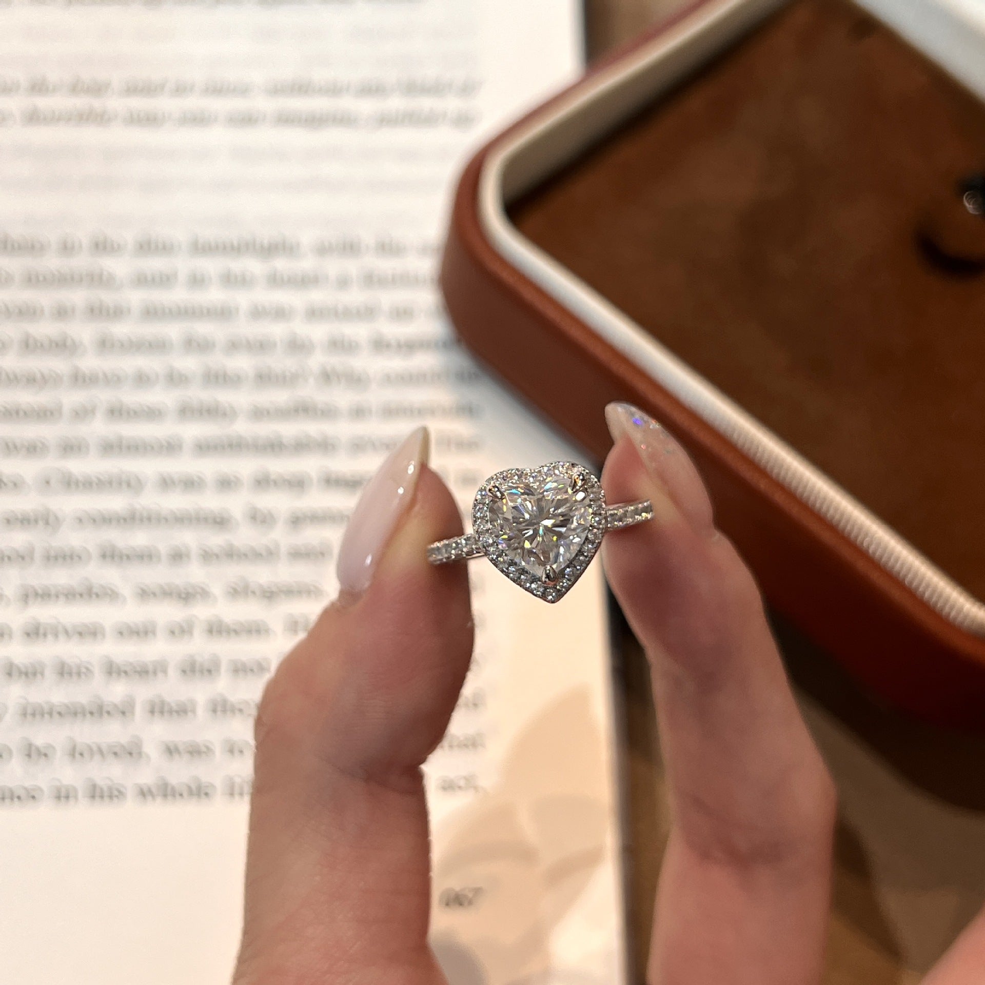 Heart Moissanite Promise Ring for Women | Dainty 2 Carat Solitaire Ring in Sterling Silver, Stackable Gift for Valentine's Day