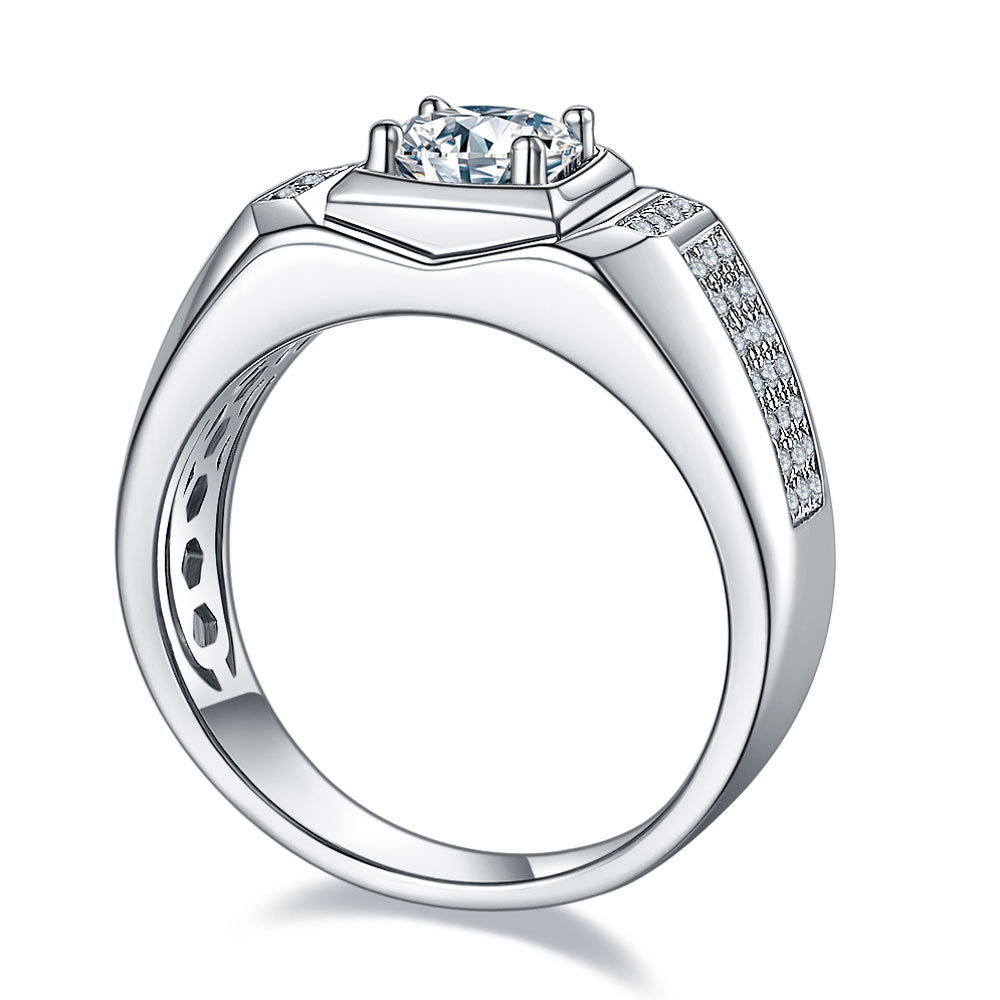 Urban Titan™ 1 Carat Moissanite Ring – 925 Silver Modern Groom