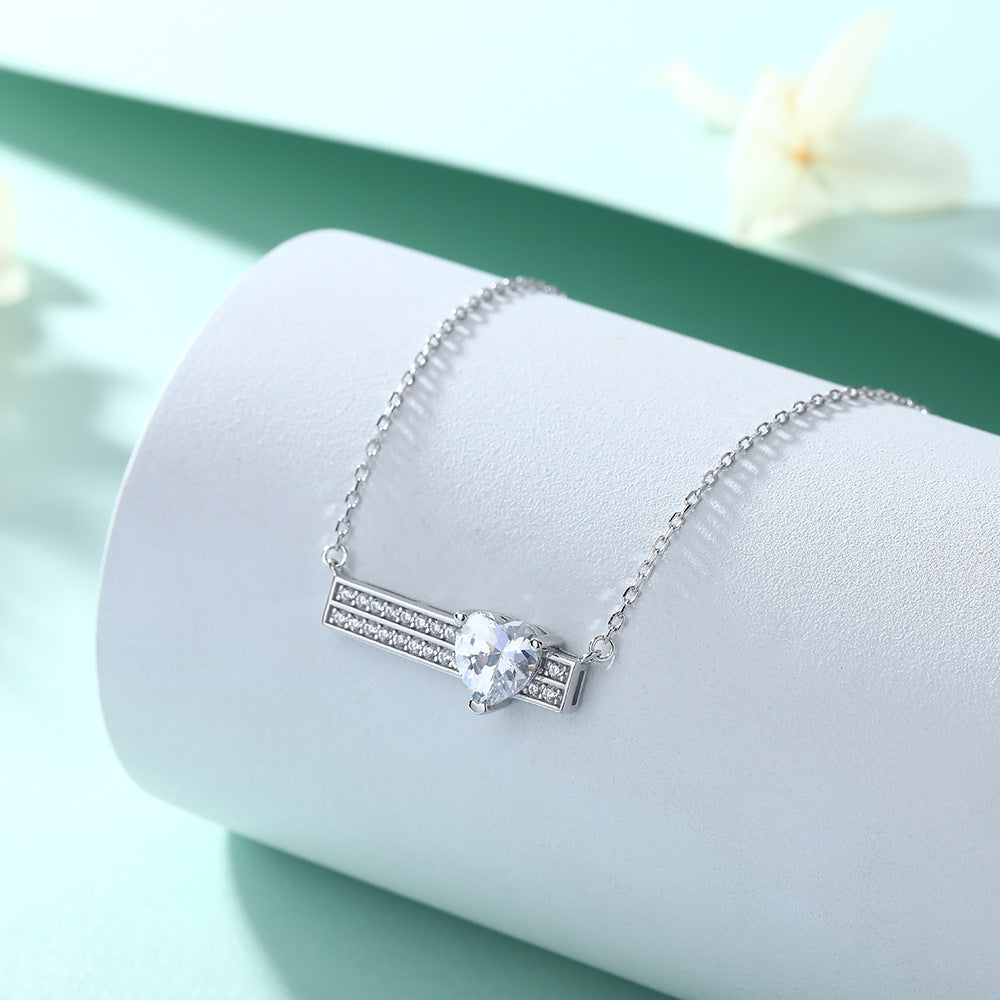 925 Sterling Silver Heart Necklace | Zirconia Pendant with Delicate Chain