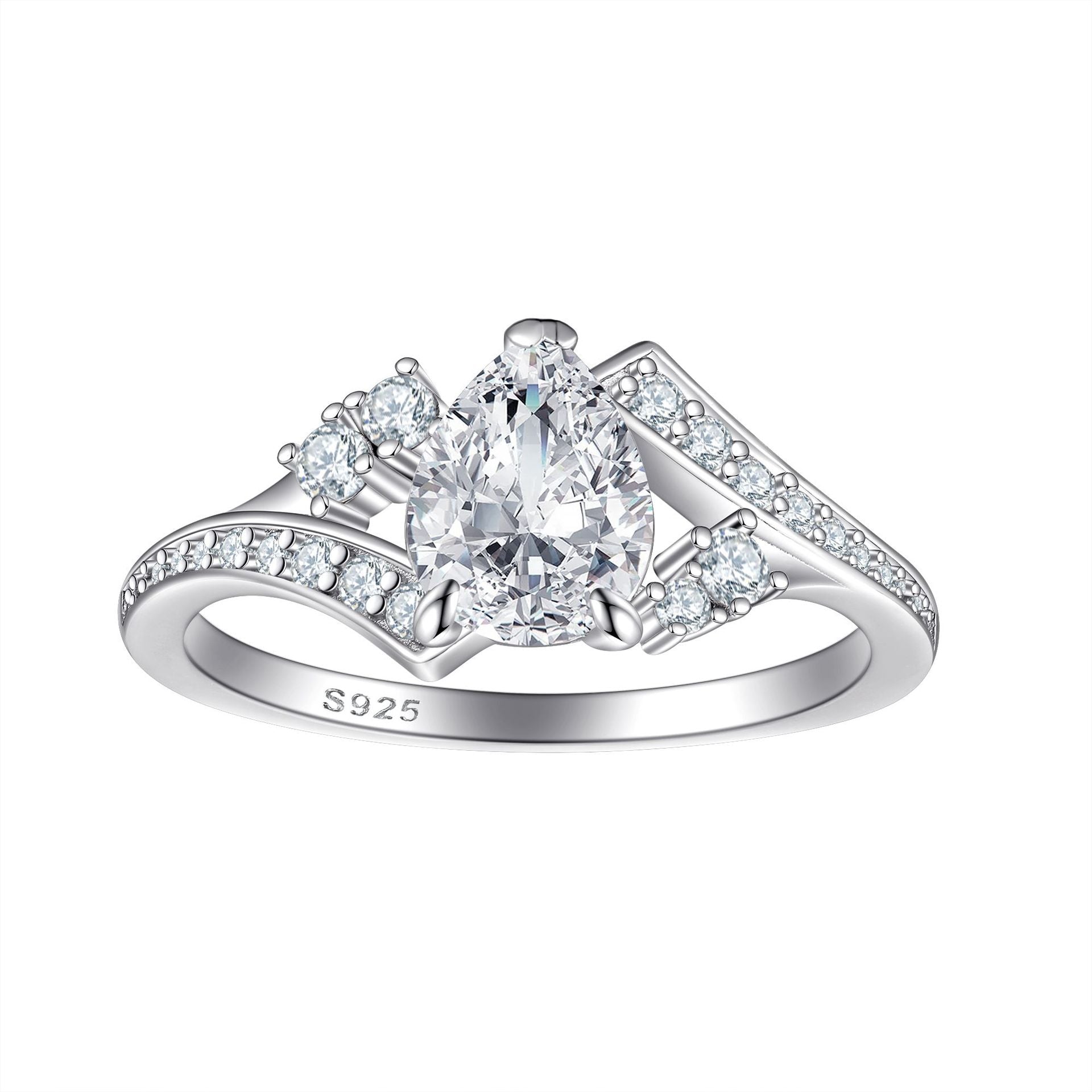 High-End 6x8mm Teardrop 925 Sterling Silver Ring | 1.25ct CZ Silver Jewelry