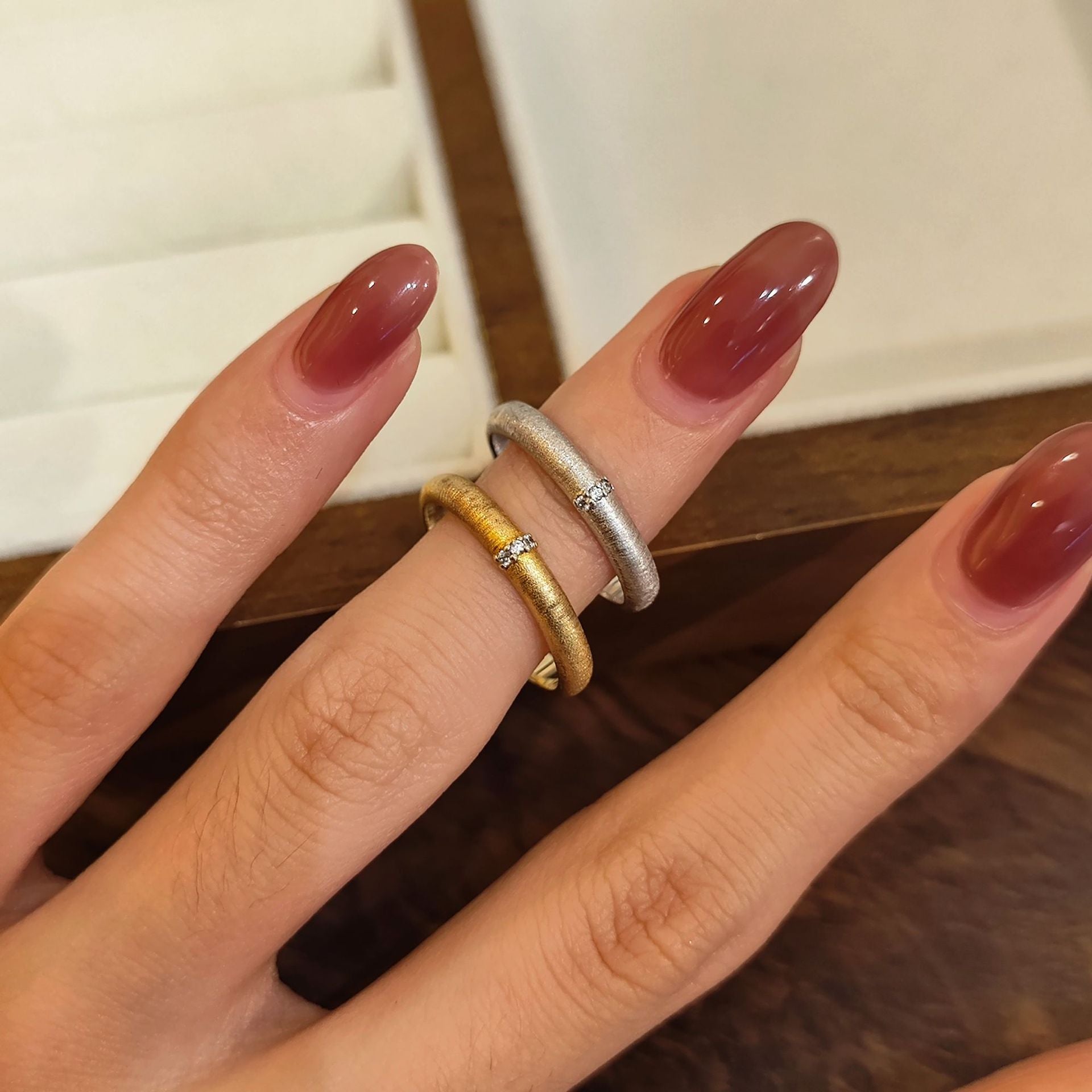 Vintage Italian Brushed 925 Sterling Silver Ring for Women