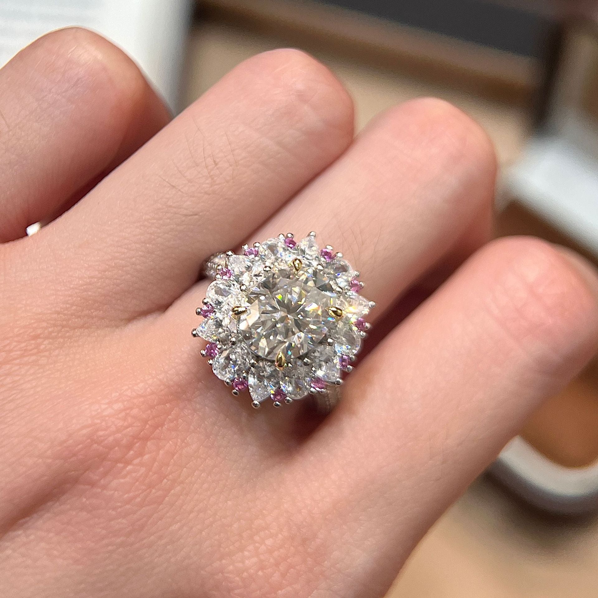 Dazzling 3 Carat Oval Moissanite Ring | Elegant Floral Solitaire in Sterling Silver