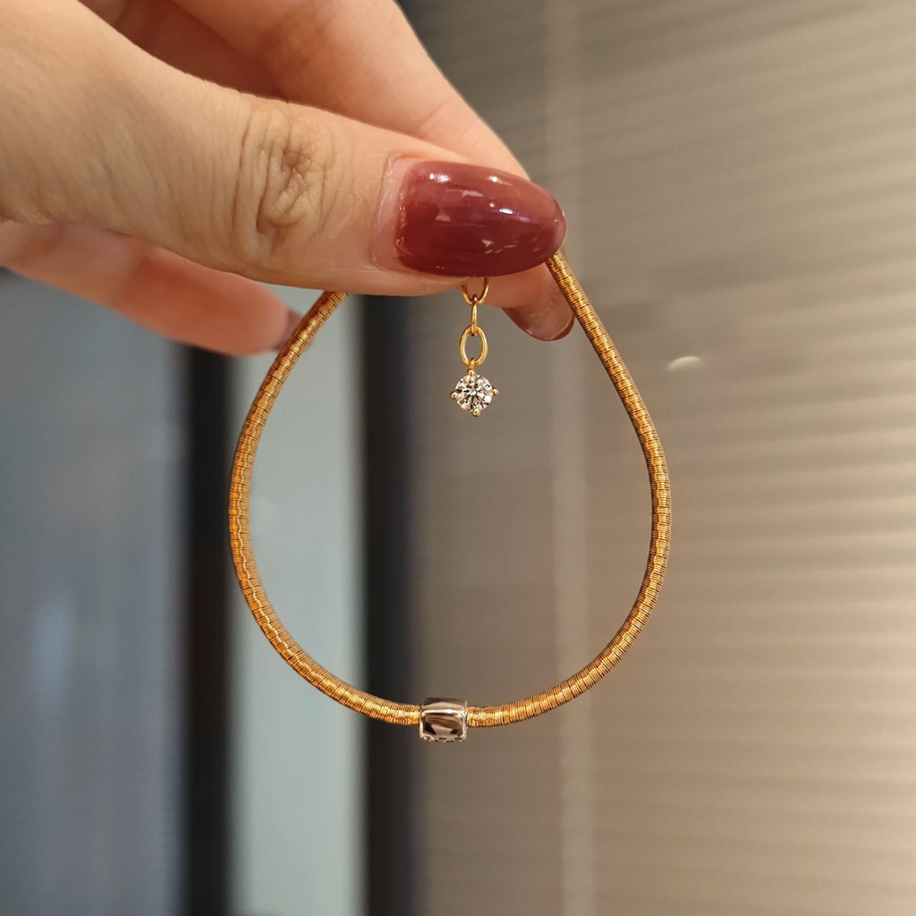 ‌S925 Sterling Silver Square-Cut Cubic Zirconia Chain Bracelet