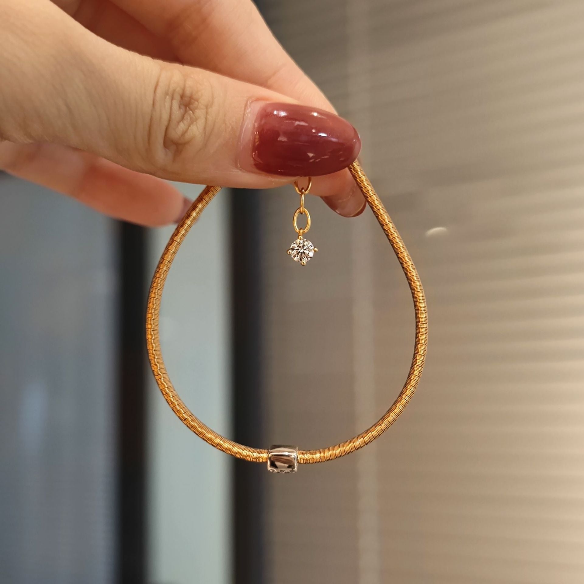 ‌S925 Sterling Silver Square-Cut Cubic Zirconia Chain Bracelet