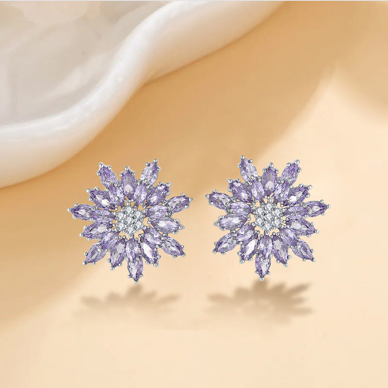 Y2K Chunky Zircon Hoop Earrings, 925 Silver Retro Drop Earrings for Women