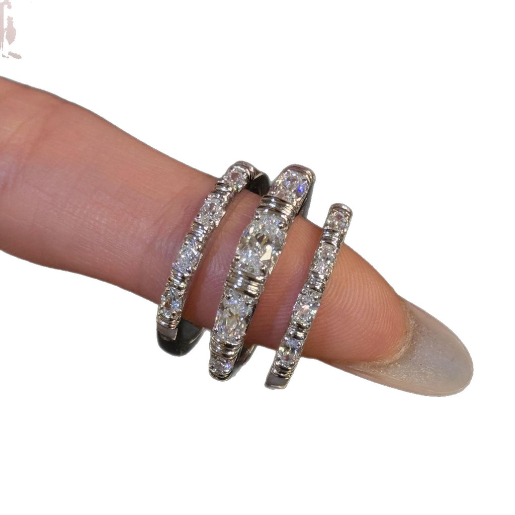 Stackable Starburst Ring for Women, S925 Sterling Silver Three-in-One Ring Set