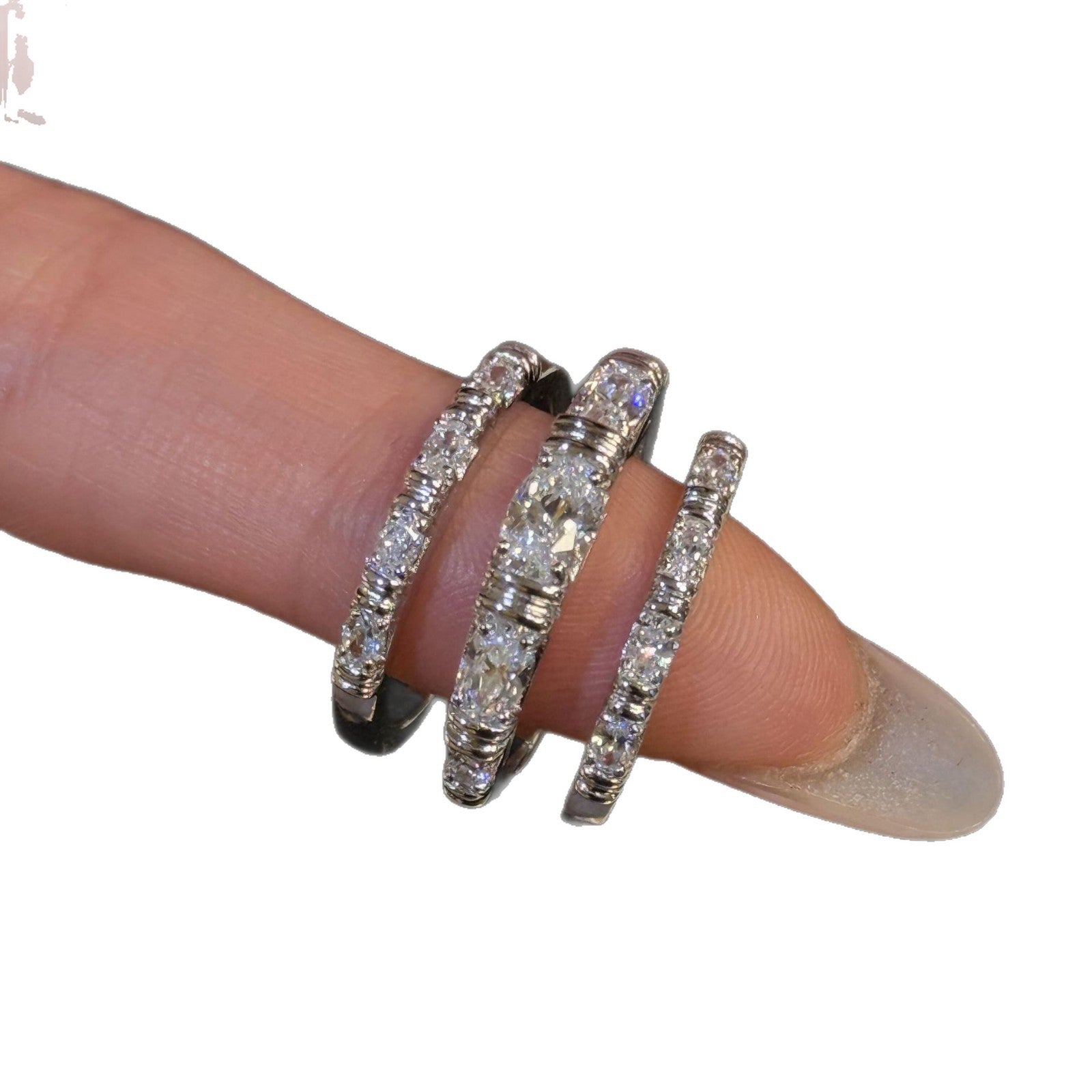 Stackable Starburst Ring for Women, S925 Sterling Silver Three-in-One Ring Set