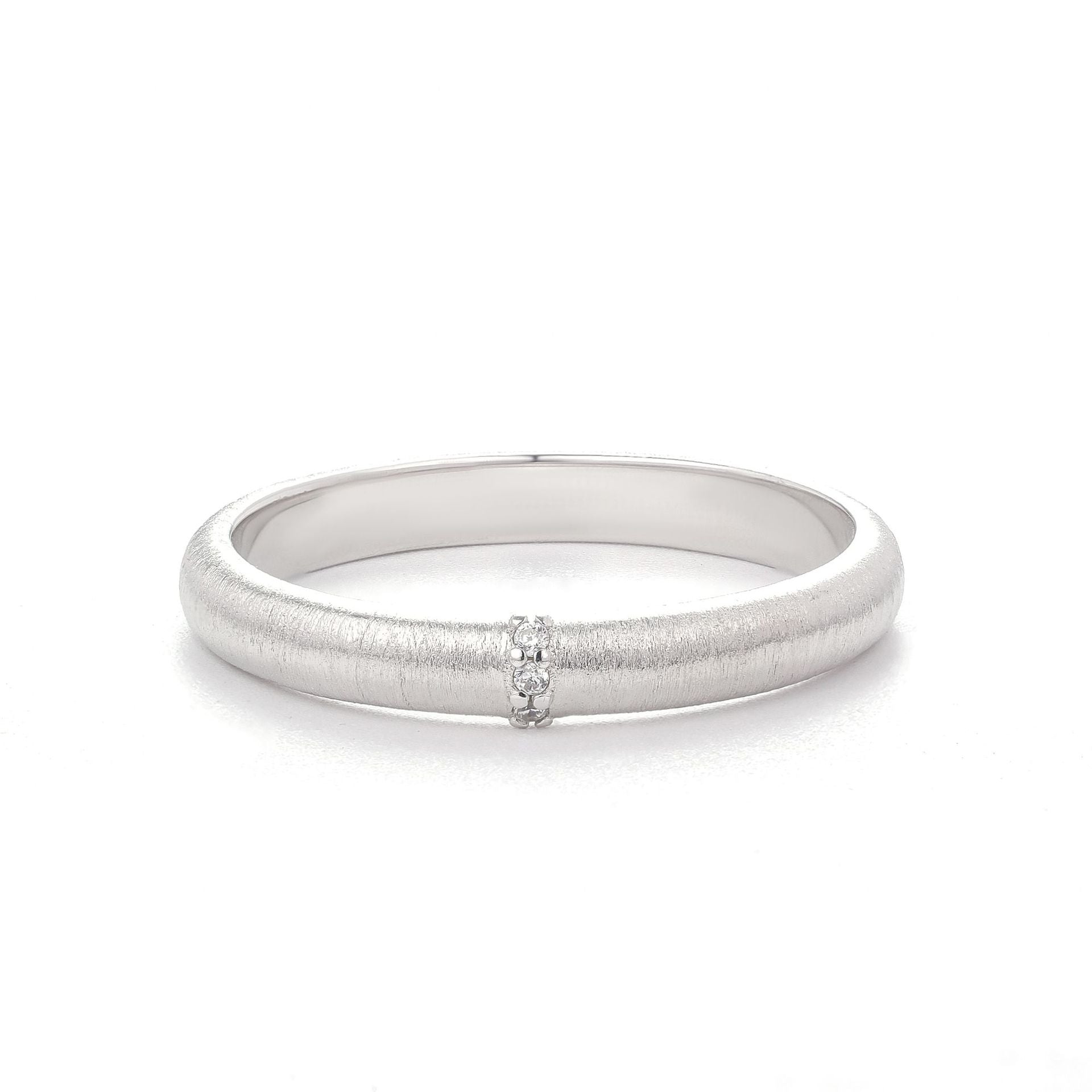 Vintage Italian Brushed 925 Sterling Silver Ring for Women