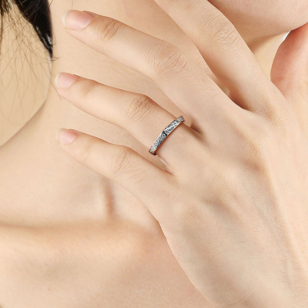 925 Sterling Silver Full Pave CZ Eternity Band | Women's Wedding Ring, Full Circle Diamond-Look Ring