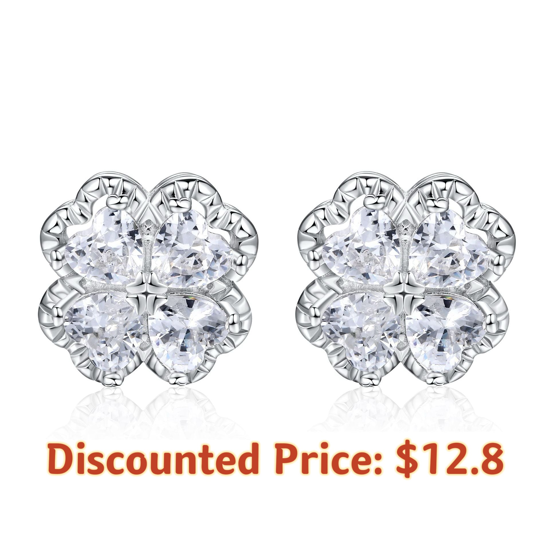 Chic S925 Silver Clover & Zircon Stud Earrings – Statement Earrings for Women, Hypoallergenic Gift