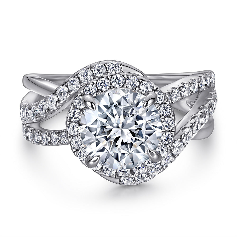 Twisted Band Ring - 925 Sterling Silver with Cubic Zirconia