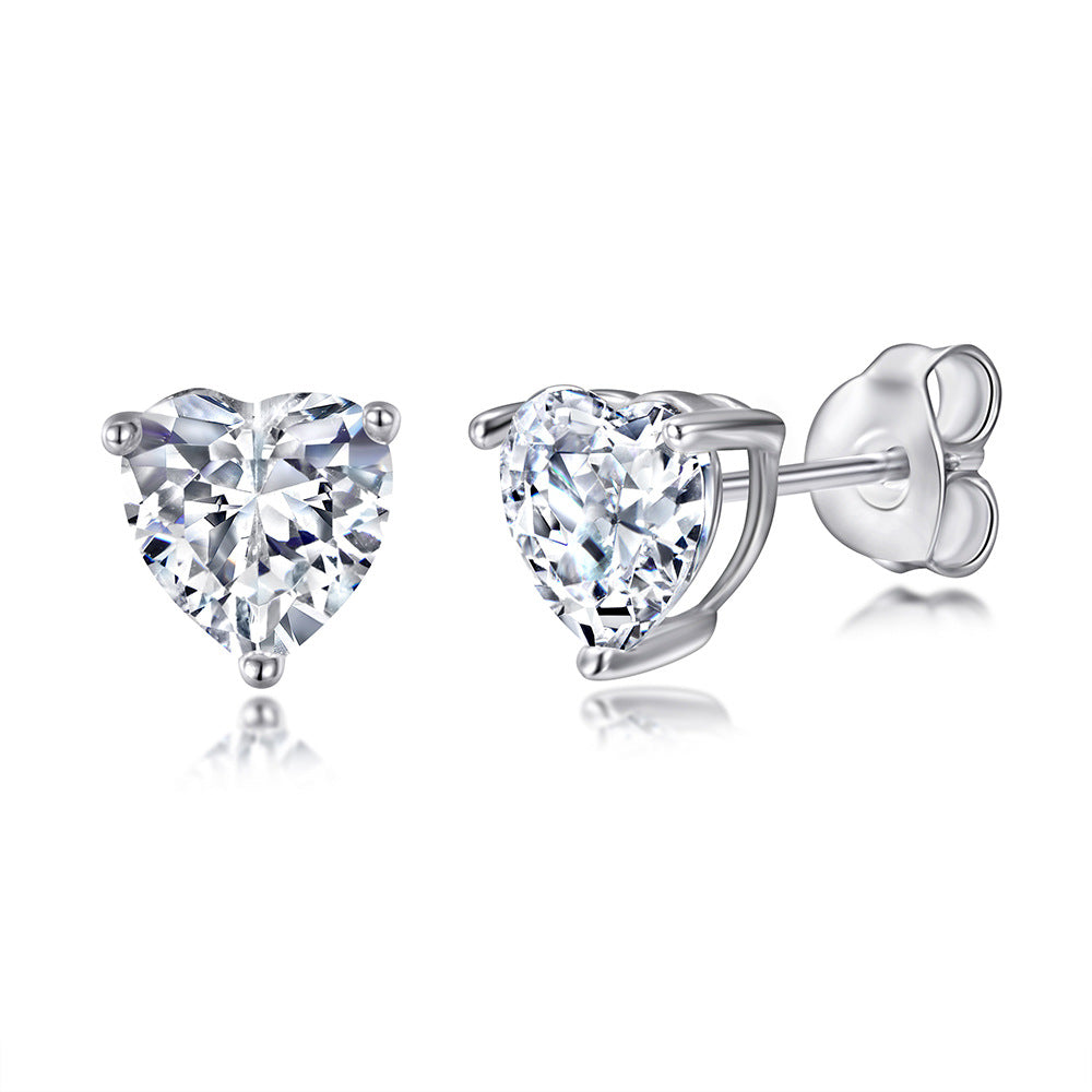 925 Sterling Silver Love Set – Double Heart Ring, Butterfly Pendant & CZ Studs