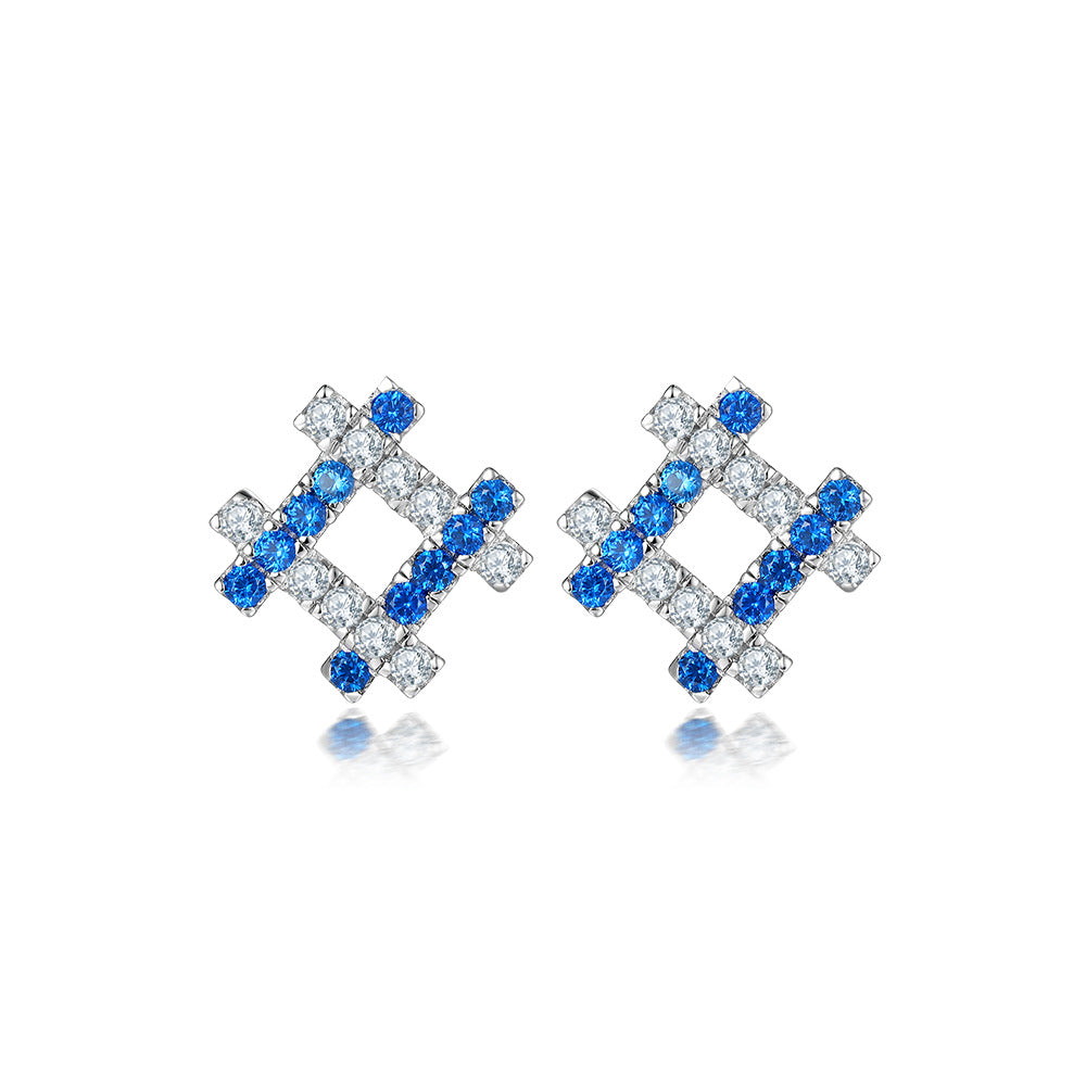 ‌Geometric S925 Multi-Color Zircon Stud Earrings – Statement Earrings for Women, Hypoallergenic Gift