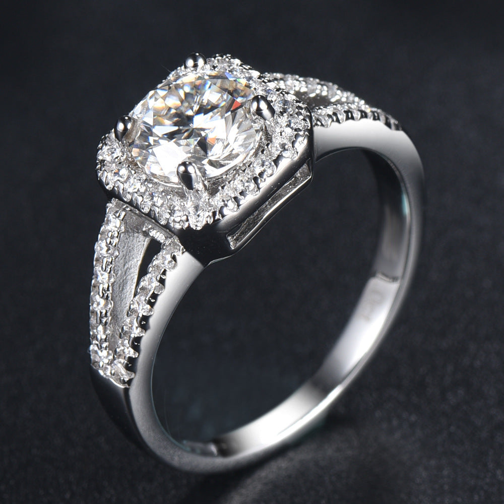 D Color Moissanite Engagement Ring for Women – 925 Sterling Silver Diamond Alternative