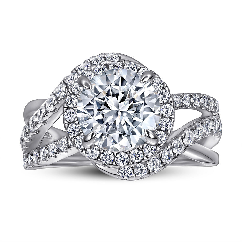 Twisted Band Ring - 925 Sterling Silver with Cubic Zirconia