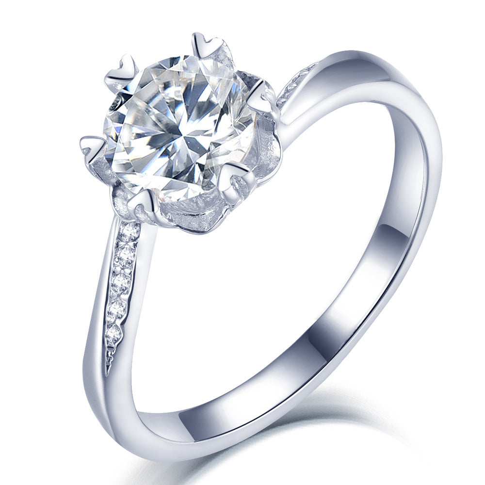 Snowflake Moissanite Engagement Ring - 1 Carat Twisted Band in Sterling Silver for Her