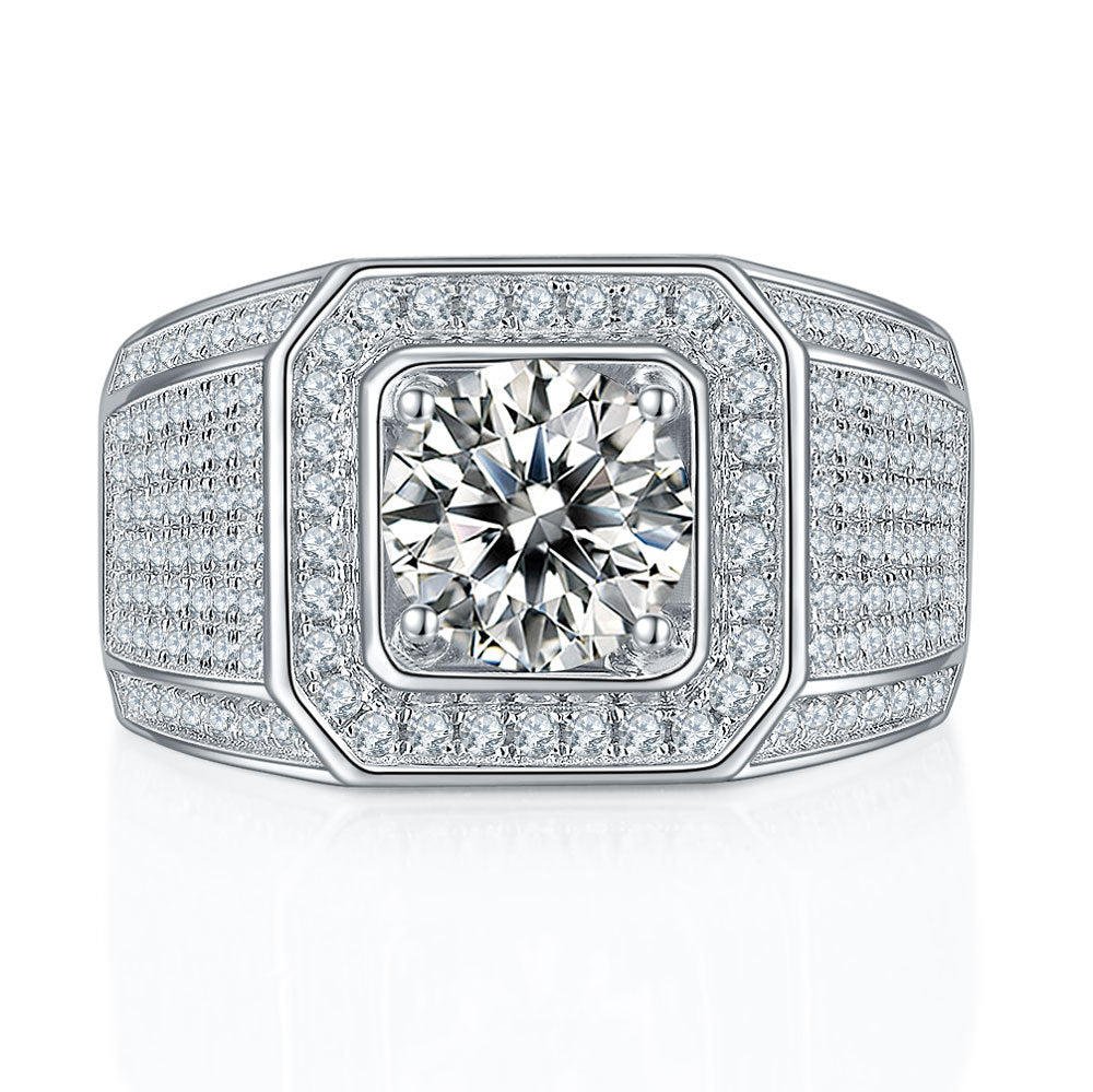 King's Blaze™ Full Pave Moissanite Ring – 925 Silver Hip Hop Jewelry