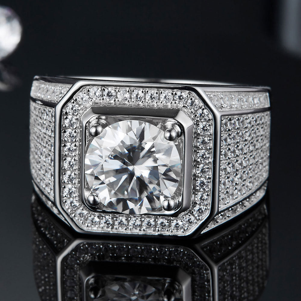 Titan Blaze™ Full Pave Moissanite Ring - 925 Silver Men's Statement Jewelry