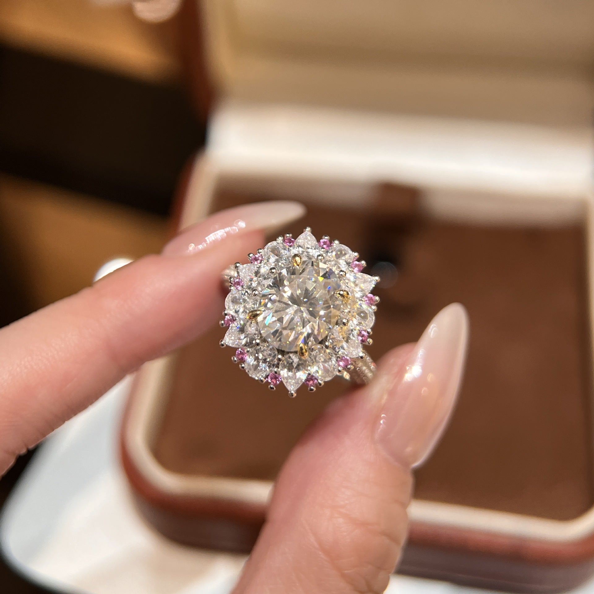 Dazzling 3 Carat Oval Moissanite Ring | Elegant Floral Solitaire in Sterling Silver