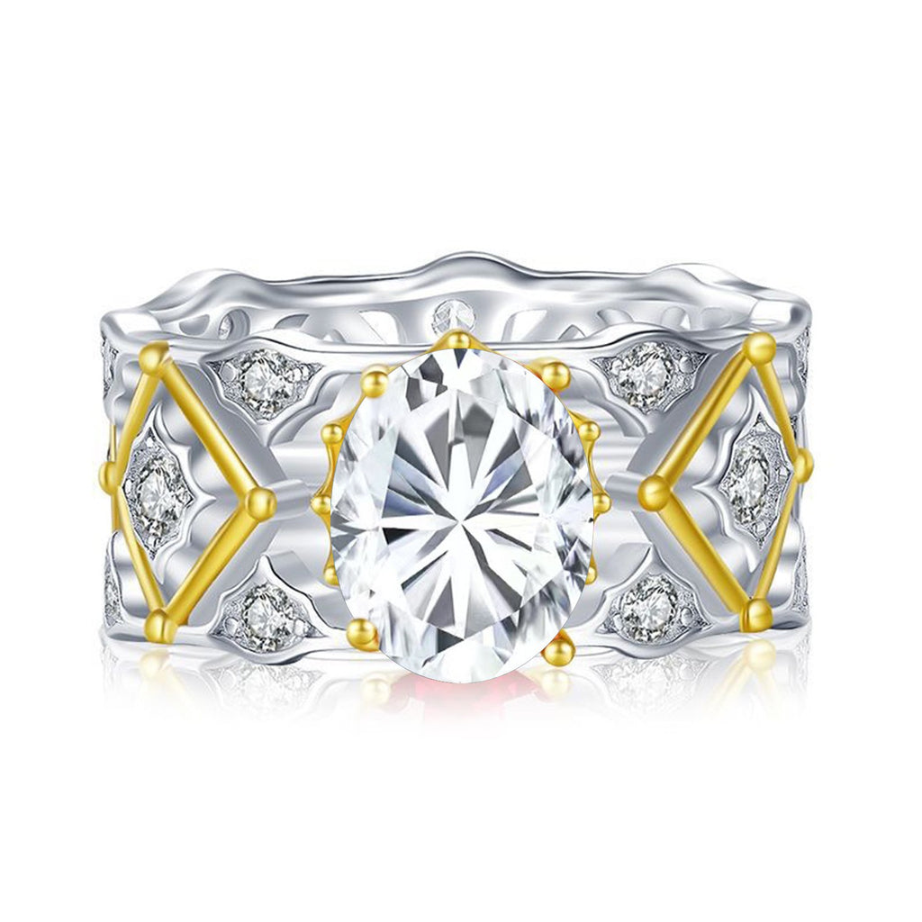 ‌Victoria 2-Carat Oval Moissanite Ring for Women, Sterling Silver Vintage Elegant Ring, 7x9mm Light Luxury Jewelry Gift