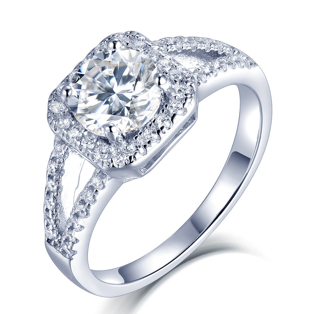 D Color Moissanite Engagement Ring for Women – 925 Sterling Silver Diamond Alternative