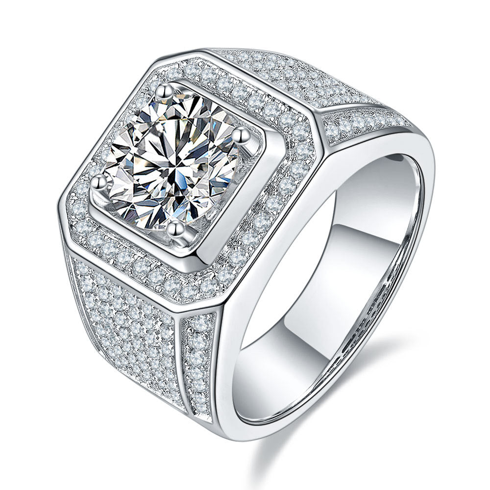 Titan Blaze™ Full Pave Moissanite Ring - 925 Silver Men's Statement Jewelry