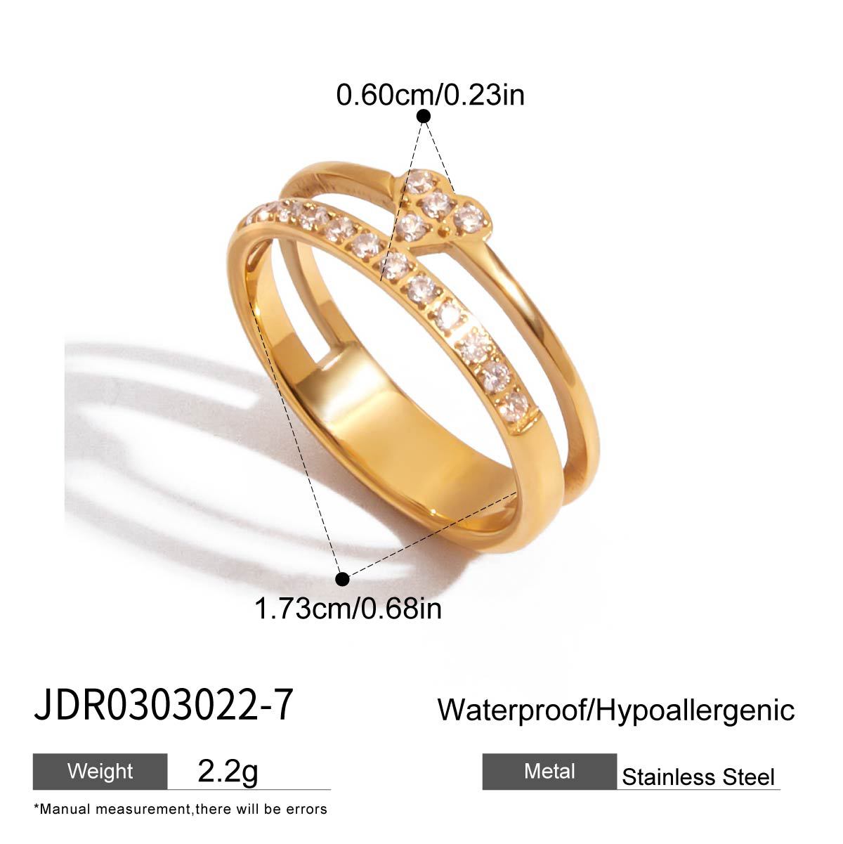Fade-Resistant Zircon Titanium Steel Ring | Light Luxury Statement Band