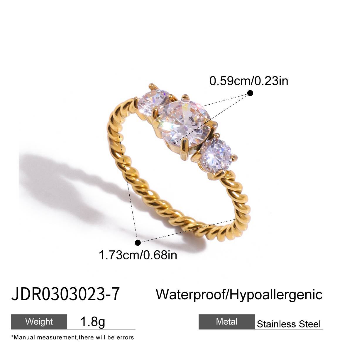 Fade-Resistant Zircon Titanium Steel Ring | Light Luxury Statement Band