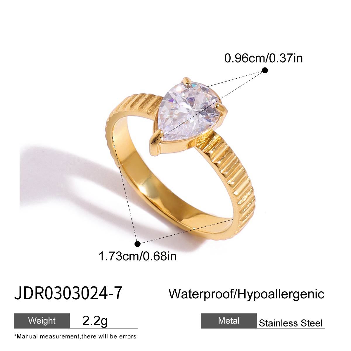 Fade-Resistant Zircon Titanium Steel Ring | Light Luxury Statement Band