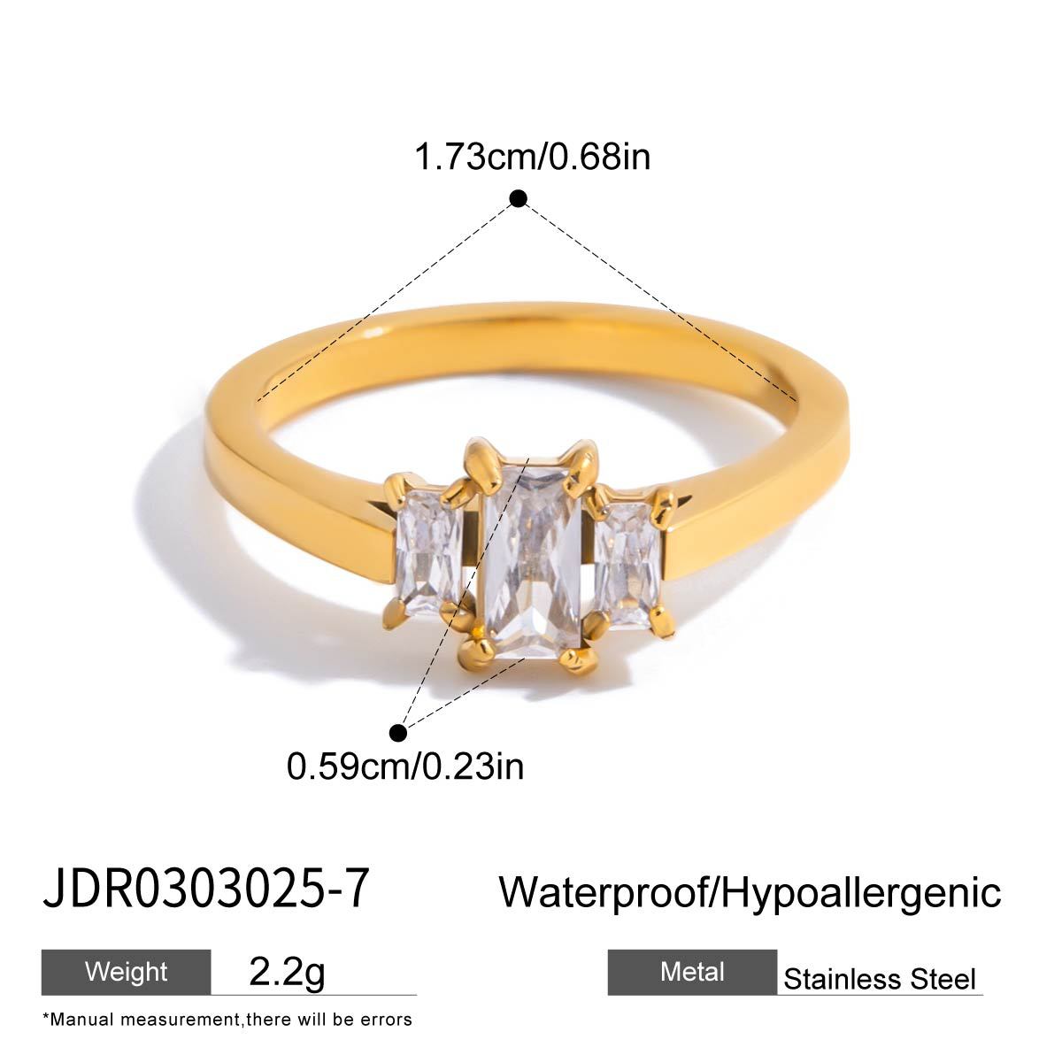 Fade-Resistant Zircon Titanium Steel Ring | Light Luxury Statement Band