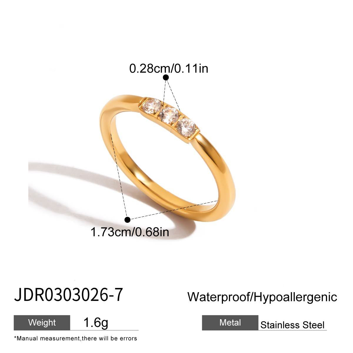 Fade-Resistant Zircon Titanium Steel Ring | Light Luxury Statement Band