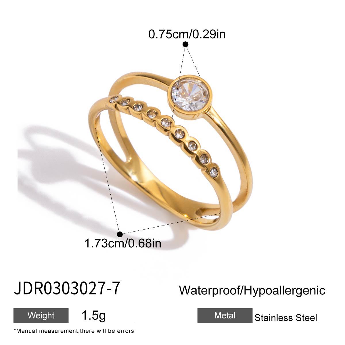 Fade-Resistant Zircon Titanium Steel Ring | Light Luxury Statement Band