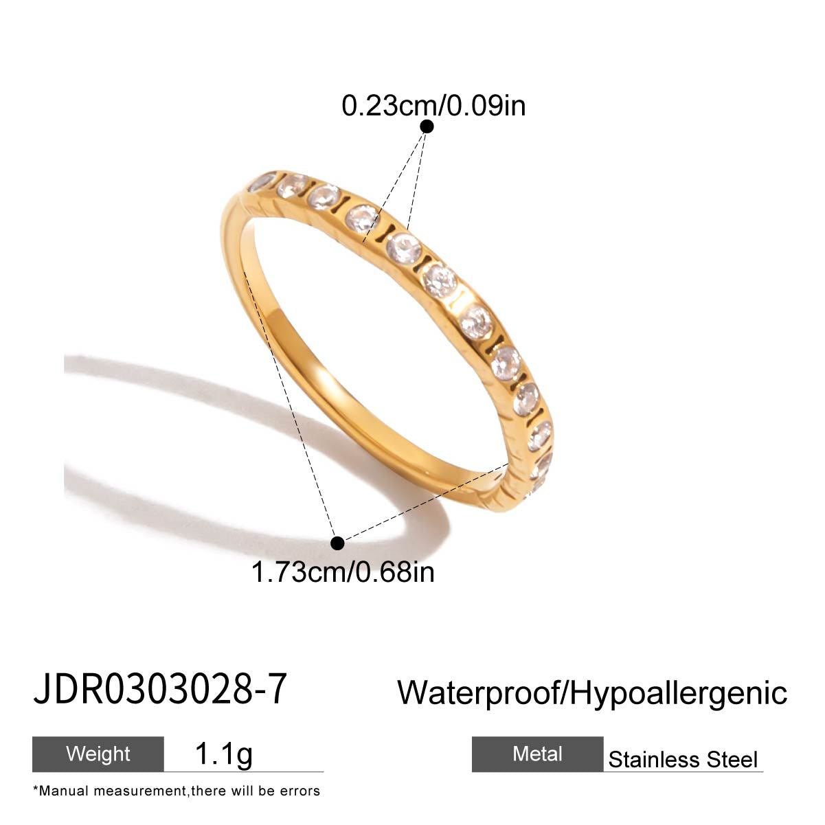 Fade-Resistant Zircon Titanium Steel Ring | Light Luxury Statement Band