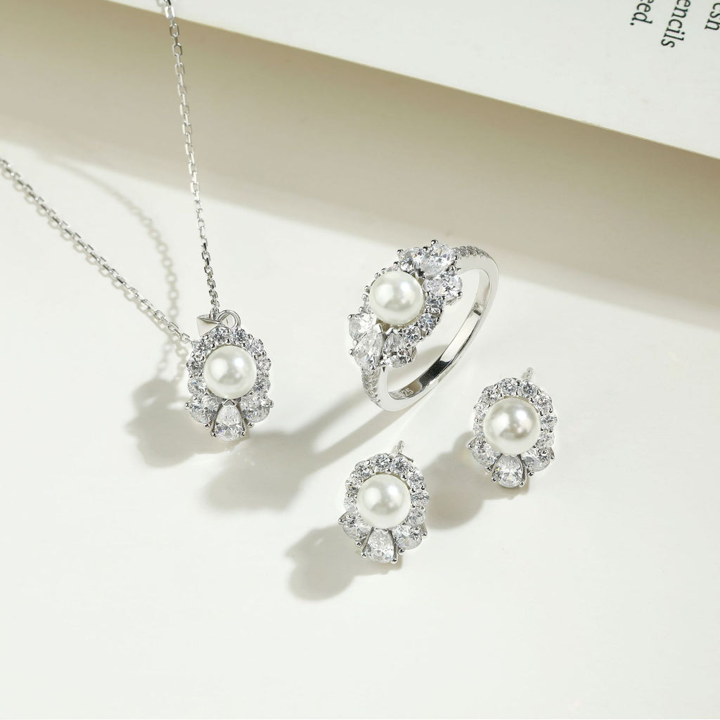 ‌Minimalist S925 Pearl & Zircon Stud Earrings – Hypoallergenic Gift for Her, Handmade