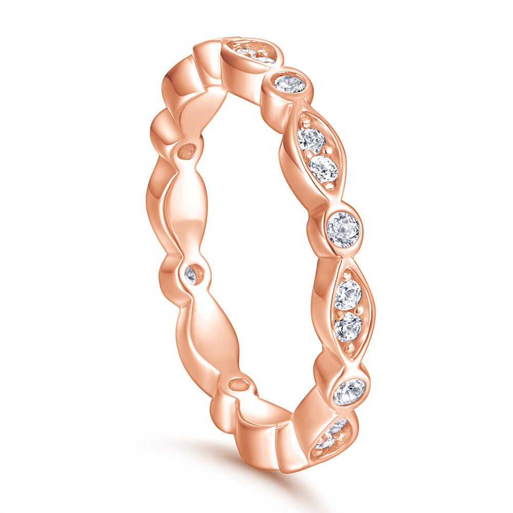 Women's Thick Gold Plated 925 Sterling Silver Marquise Full Pave Ring | White/Rose Gold Tone, Eternity Band for Wedding & Index Finger