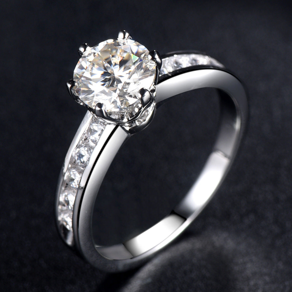 Multi-Stone Moissanite Wedding Band – Sterling Silver Luxury Ring with Certificate