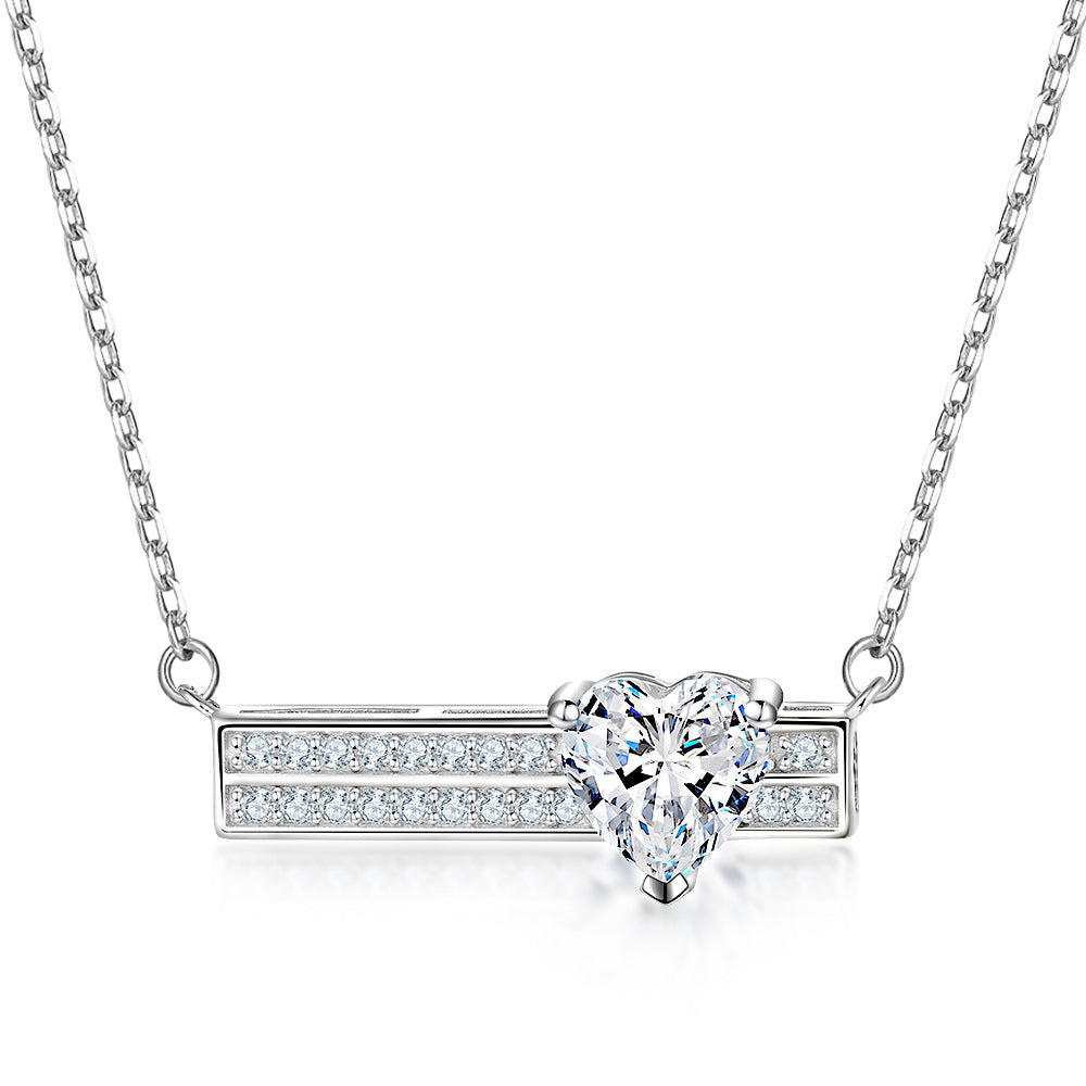 925 Sterling Silver Heart Necklace | Zirconia Pendant with Delicate Chain
