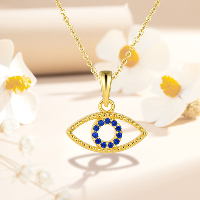 Evil Eye Silver Necklace for Women - S925 Sterling Silver Protective Dainty Choker