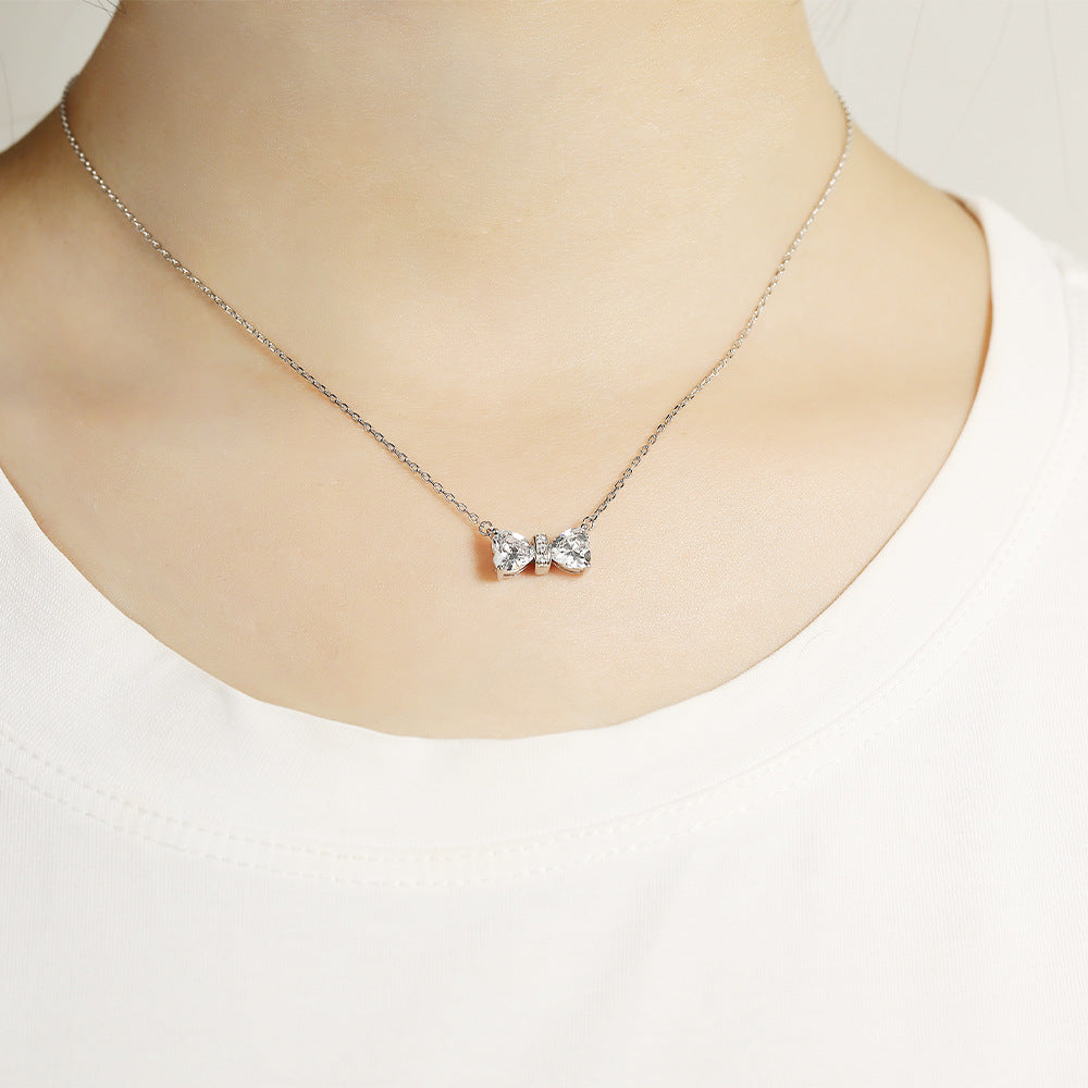 925 Sterling Silver Love Set – Double Heart Ring, Butterfly Pendant & CZ Studs