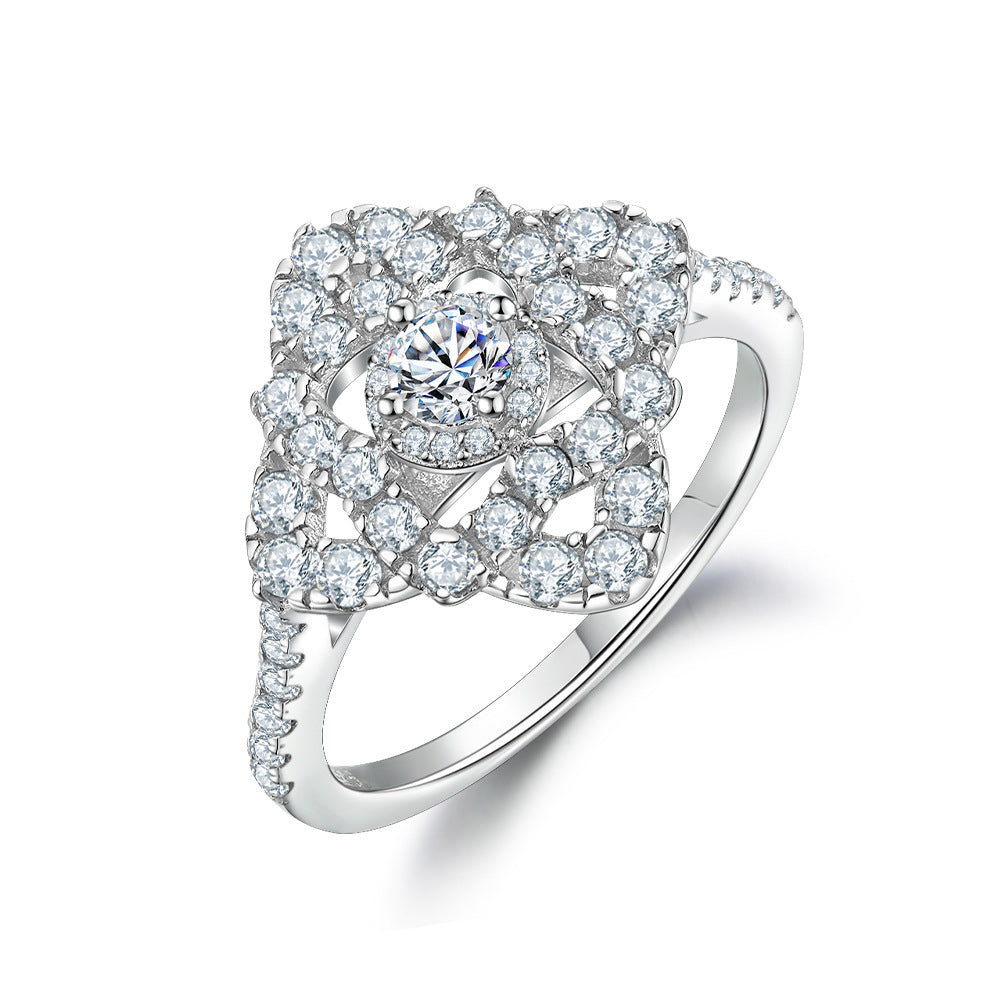 925 Sterling Silver Clover Set – Geometric Ring, Studs & Pendant