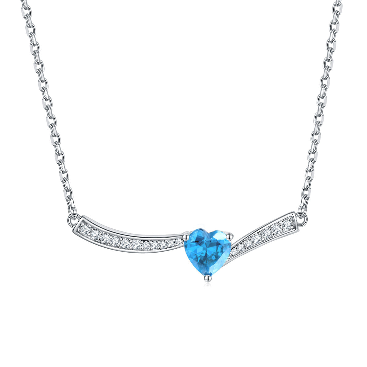 925 Sterling Silver Gemstone Set – Sapphire & Aquamarine Heart Jewelry