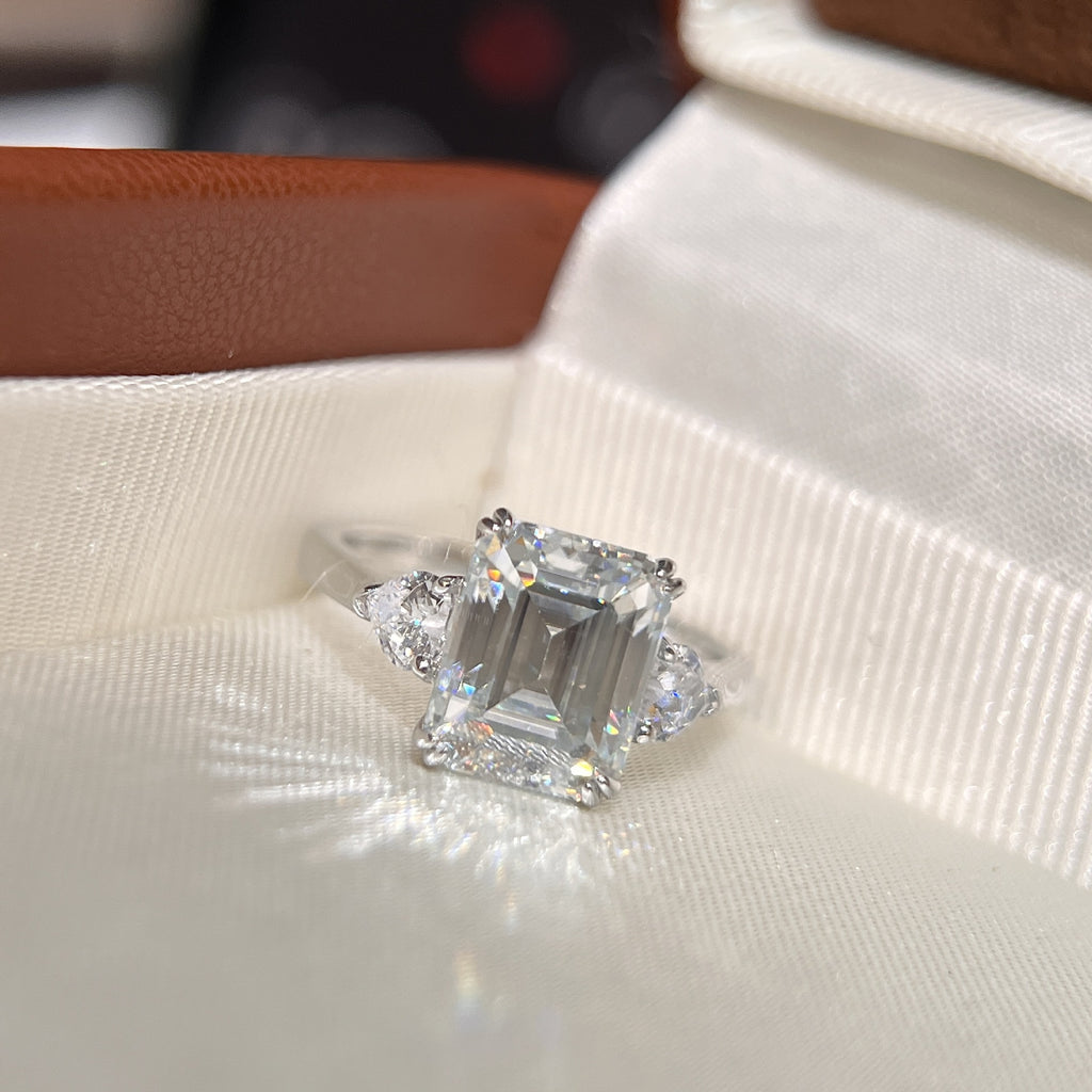 4 Ct Cushion Cut Moissanite Ring in 925 Sterling Silver, 8x10mm Wedding Engagement Band, Luxury Fashion Jewelry Gift for Women