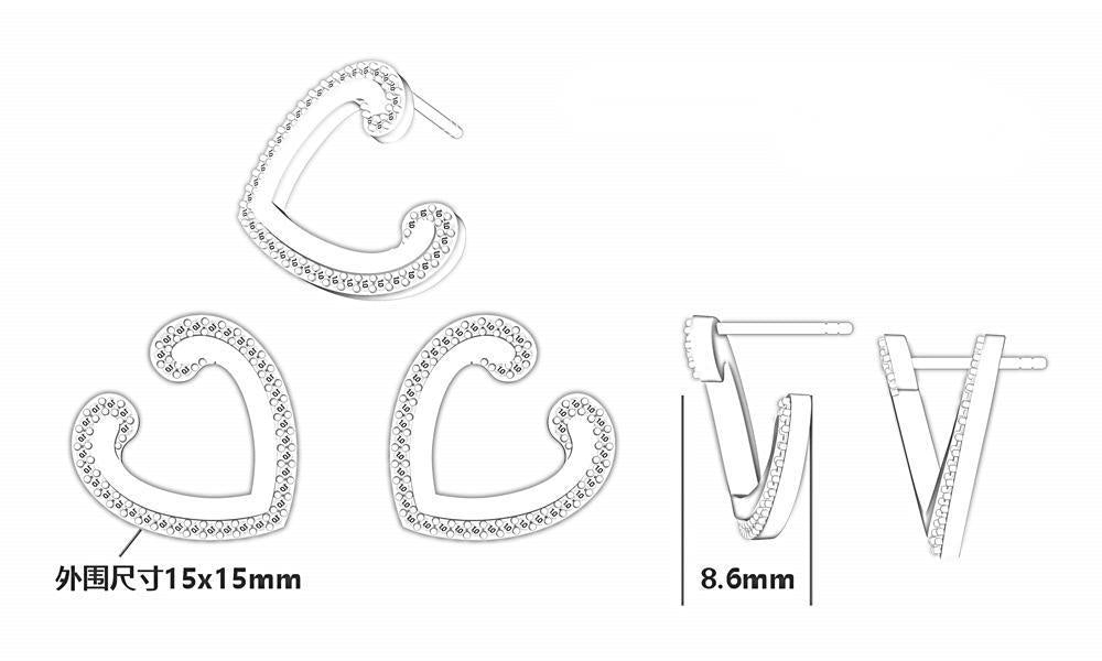 ‌Minimalist S925 Silver Heart Stud Earrings – Hypoallergenic Gift for Her, Handmade