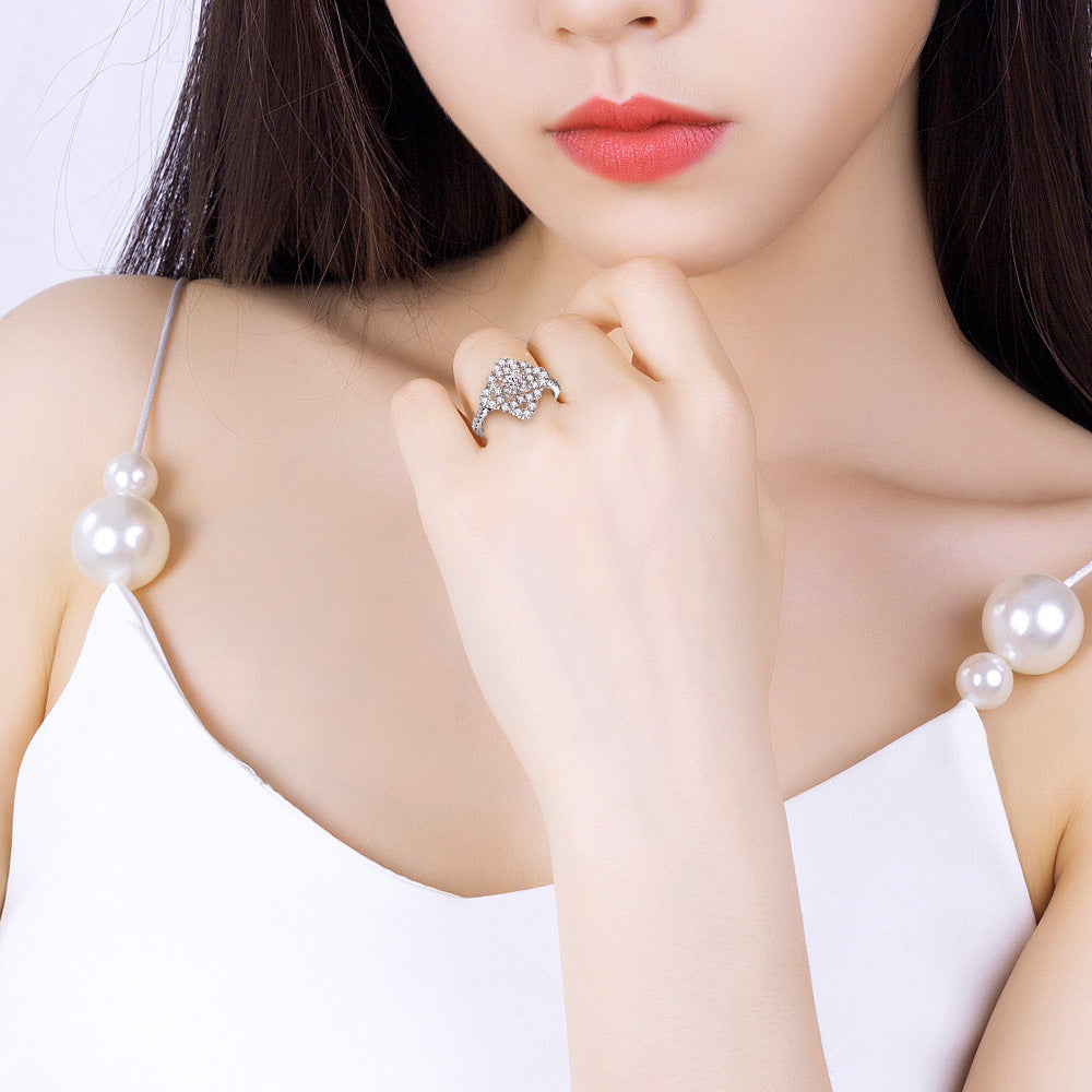 925 Sterling Silver Clover Set – Geometric Ring, Studs & Pendant