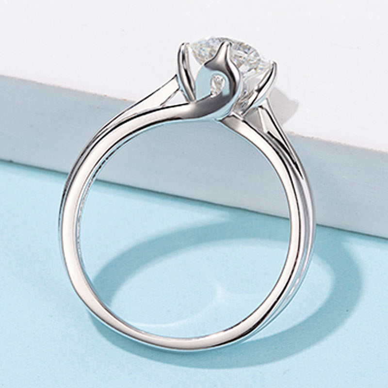 Eclipse™ D-Color Moissanite Ring – GRA Certified Sterling Silver