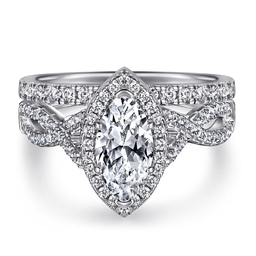 925 Sterling Silver Marquise CZ Ring Set for Women - Timeless Sparkle & Durable Elegance