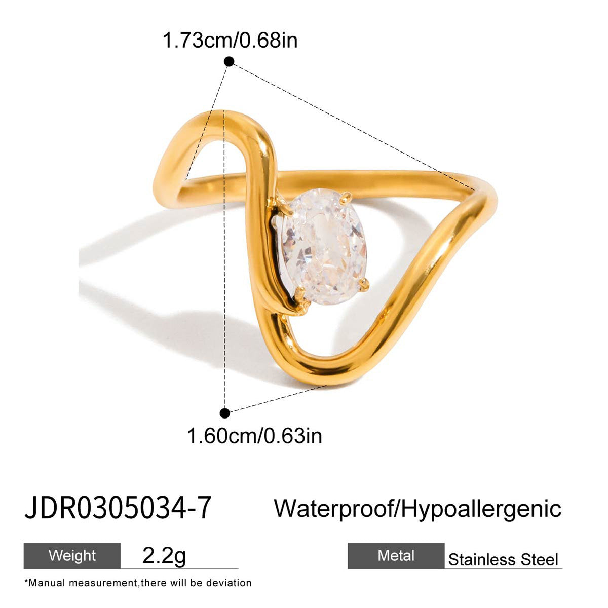 Fade-Resistant Zircon Titanium Steel Ring | Light Luxury Statement Band