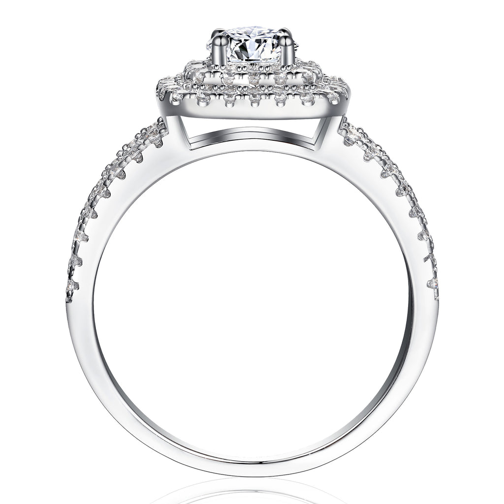 2-in-1 925 Sterling Silver Wedding Ring Set for Women - Bridal Combo Ring