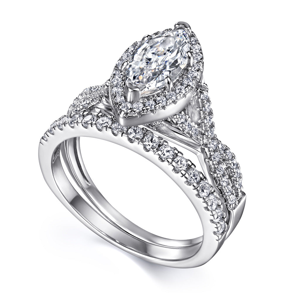 925 Sterling Silver Marquise CZ Ring Set for Women - Timeless Sparkle & Durable Elegance